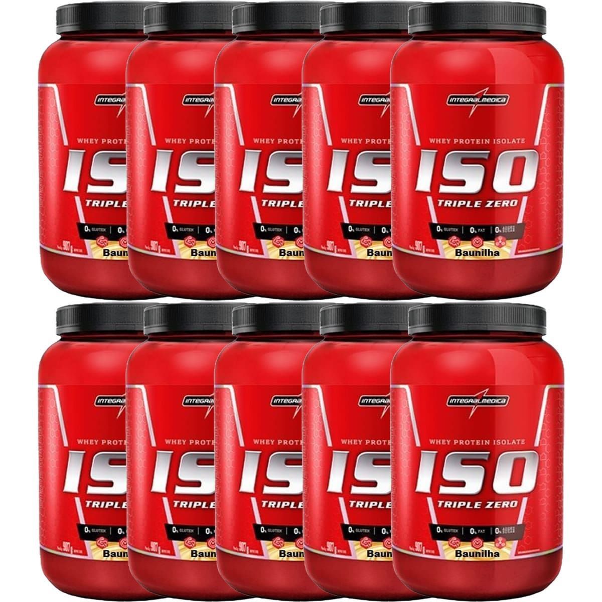 Kit 10X Whey Iso Triple Zero - 907g Baunilha - IntegralM�dica