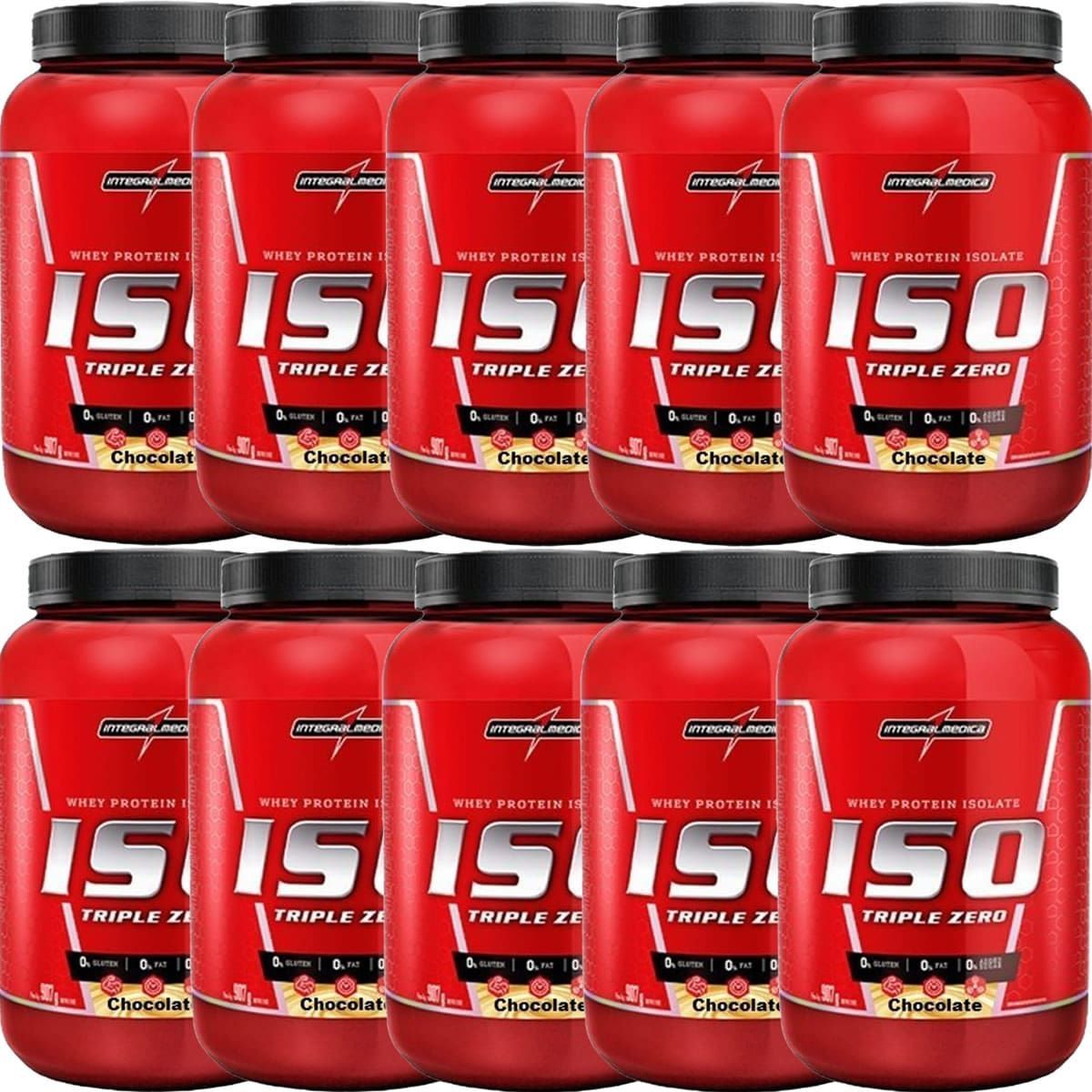 Kit 10X Whey Iso Triple Zero - 907g Chocolate - IntegralM�dica