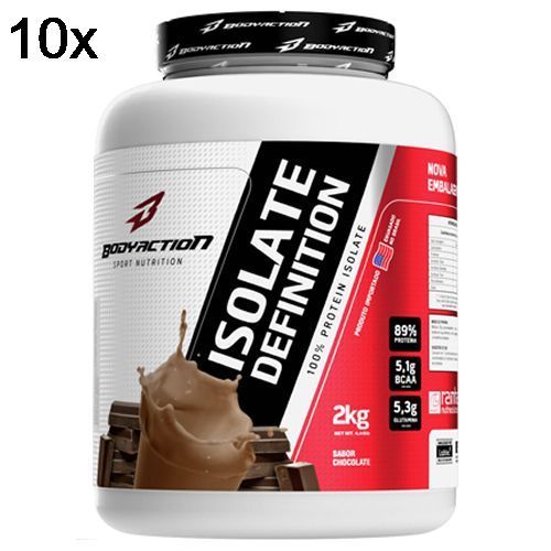 Kit 10X Whey Isolate Definition - 2000g Chocolate - BodyAction