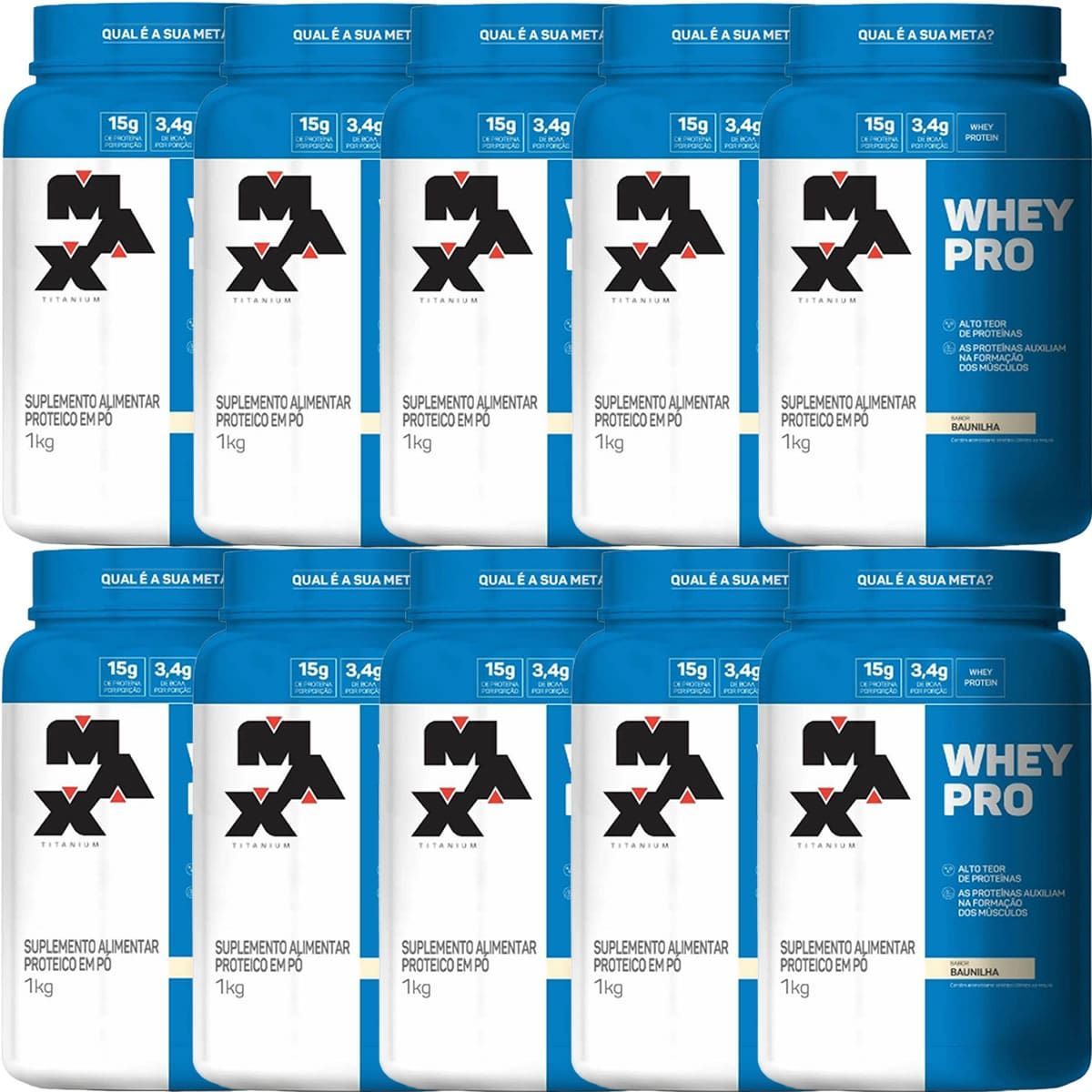 Kit 10X Whey Pro - 1000g Baunilha - Max Titanium