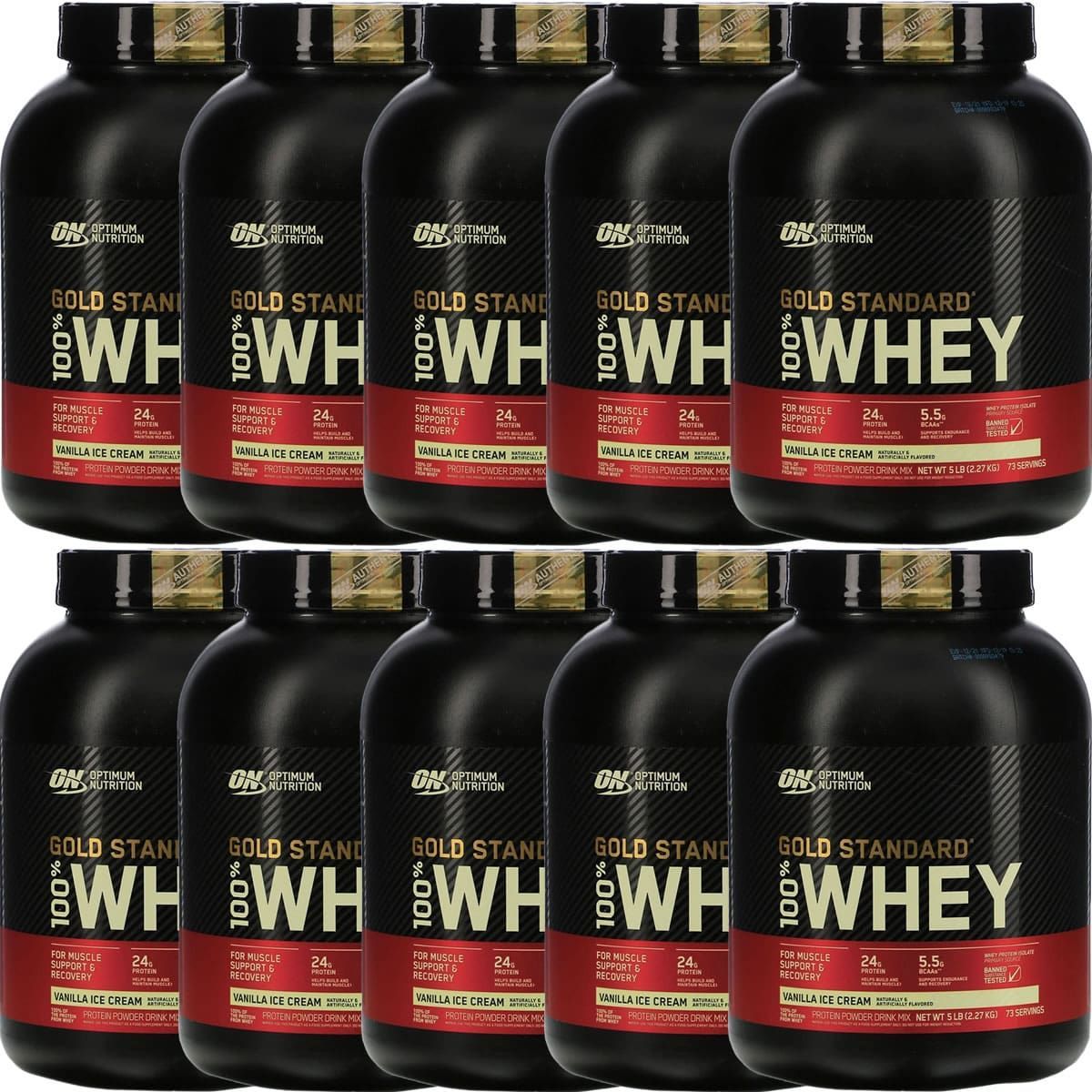 Kit 10X Whey Protein 100% Gold Standard - 2270g Baunilha - Optimum Nutrition