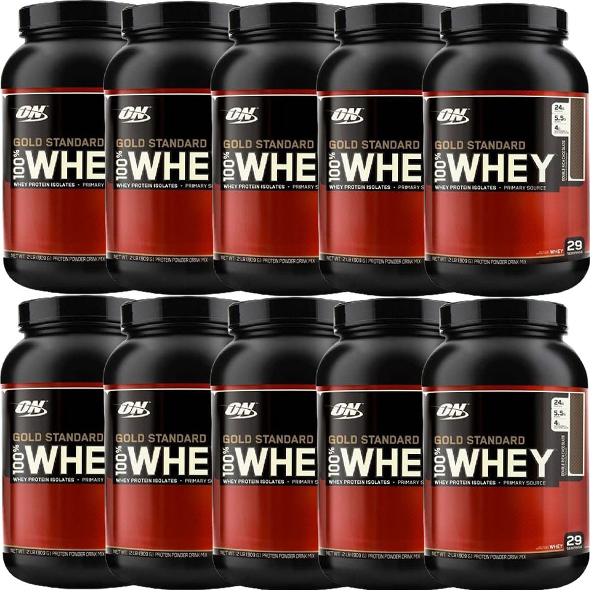 Kit 10X Whey Protein 100% Gold Standard - 907g Morango - Optimum Nutrition