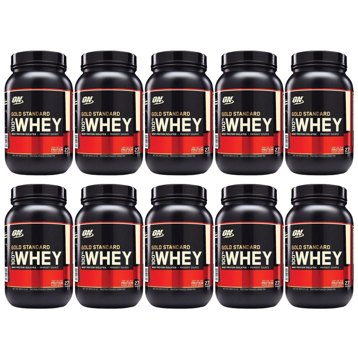 Kit 10X Whey Protein 100% Gold Standard - 909g Baunilha - Optimum Nutrition