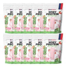 Kit 10X Whey Protein All Natural - 900g Refil Morango - NewNutrition