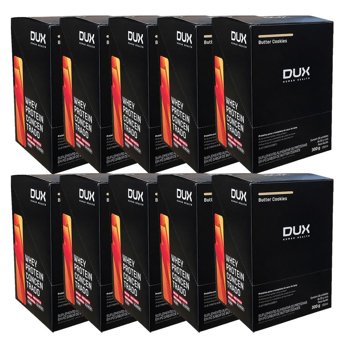 Kit 10X Whey Protein Concentrado - 10 Sach�s 30g Butter Cookies - Dux Nutrition