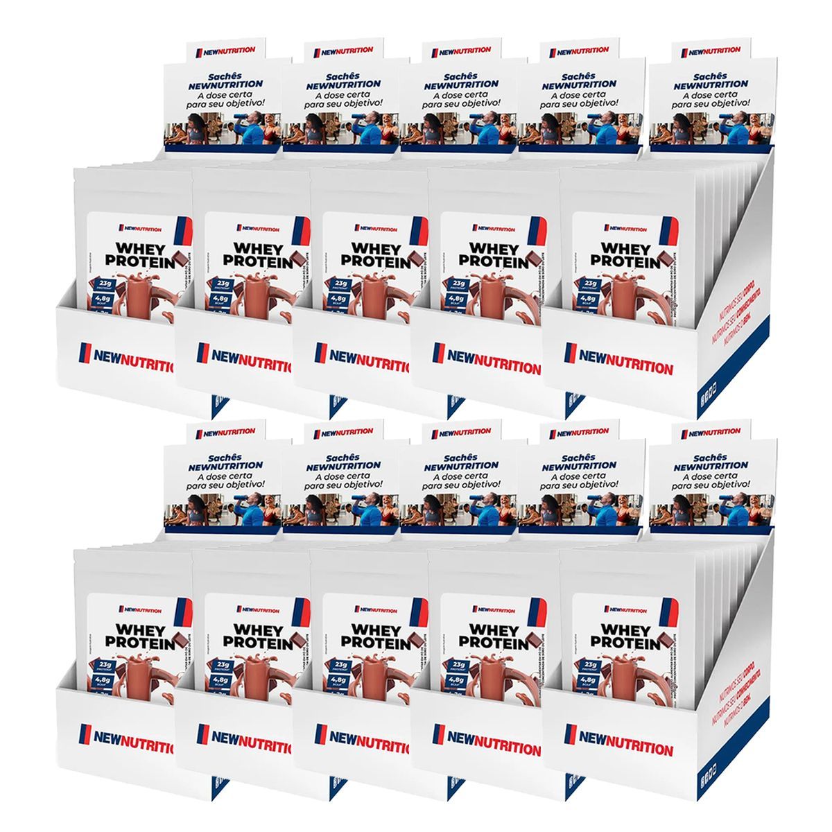 Kit 10X Whey Protein Concentrado - 10 Sach�s 30g Chocolate - NewNutrition
