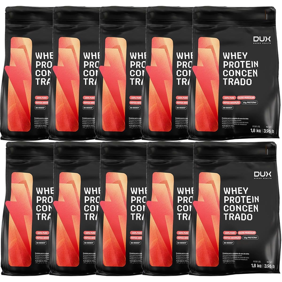 Kit 10X Whey Protein Concentrado - 1800g Refil Cookies - Dux Nutrition