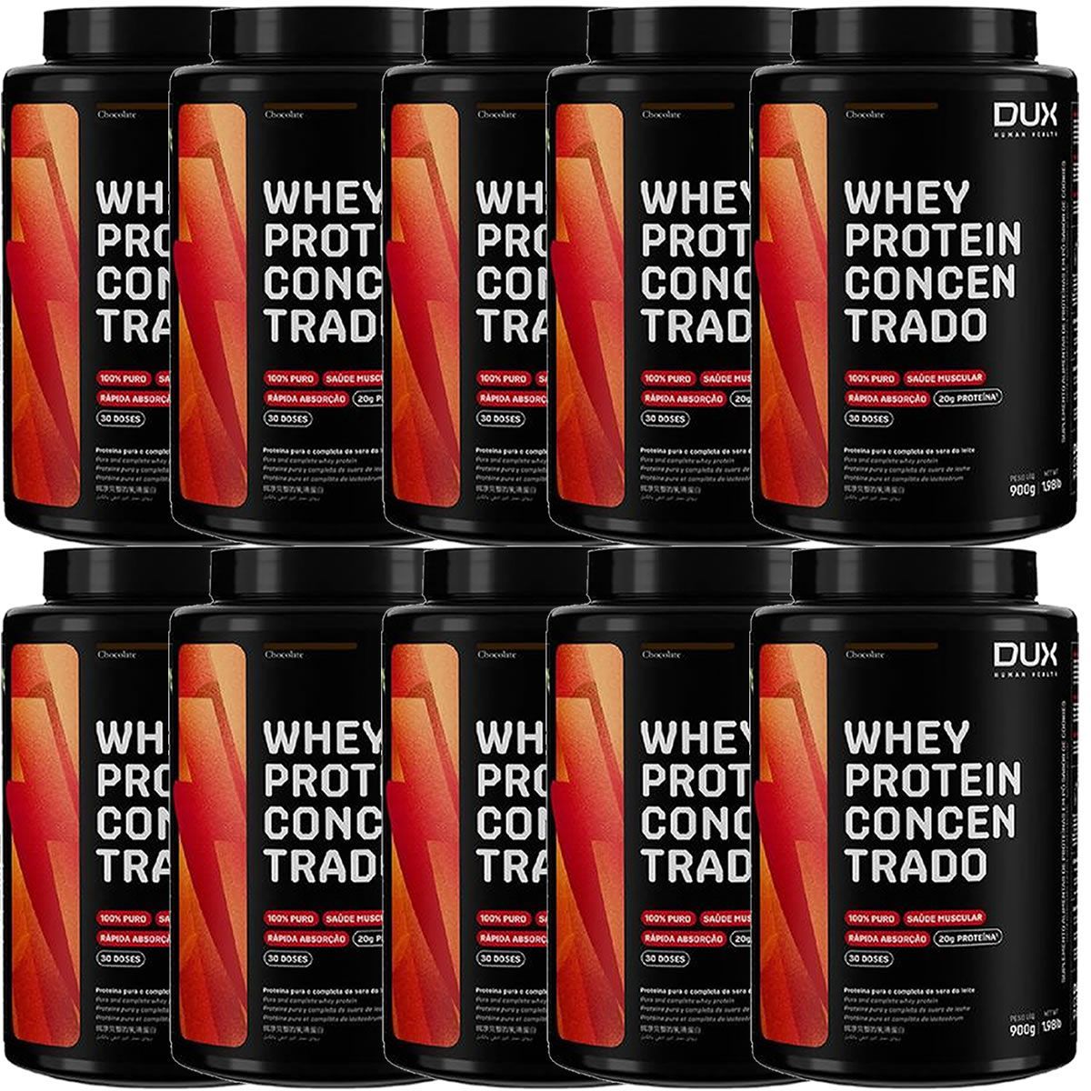Kit 10X Whey Protein Concentrado - 900g Chocolate - Dux Nutrition