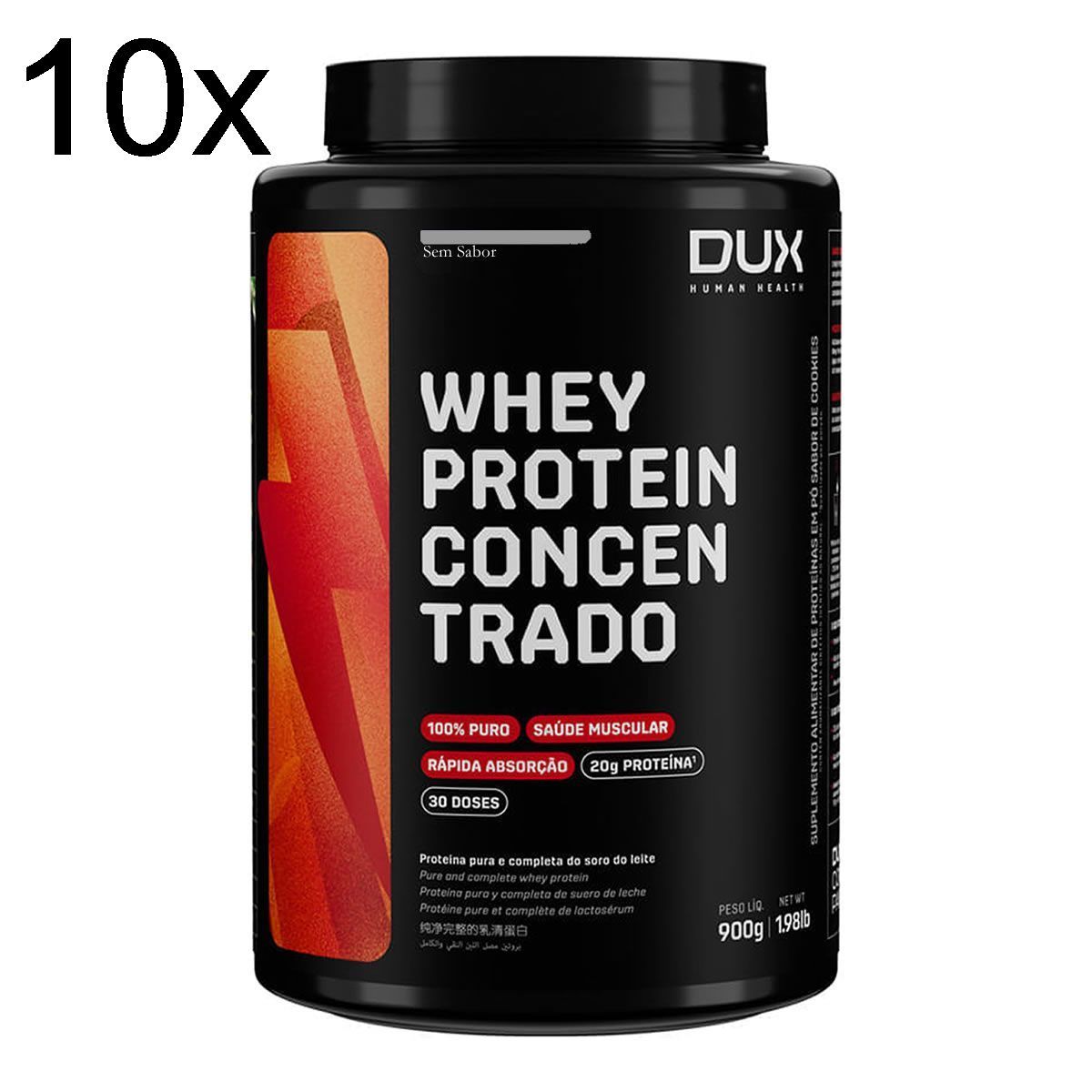Kit 10X Whey Protein Concentrado - 900g Sem Sabor - Dux Nutrition