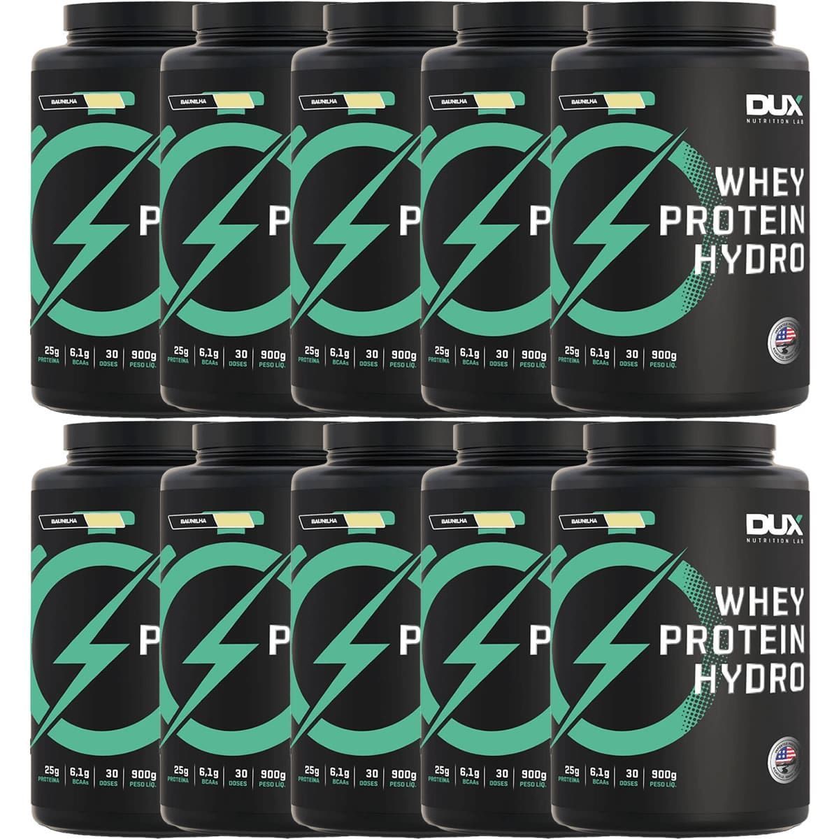 Kit 10X Whey Protein Hydro - 900g Baunilha - Dux Nutrition
