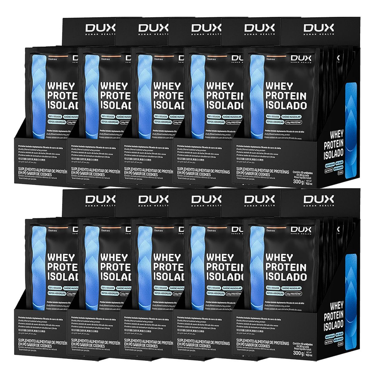 Kit 10X Whey Protein Isolado - 10 Sach�s 30g Cappuccino - Dux Nutrition