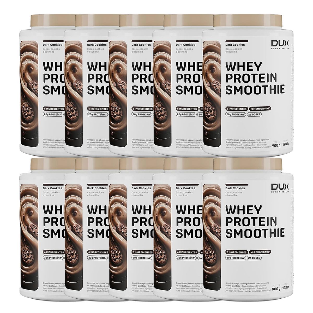 Kit 10X Whey Protein Smoothie - 900g Dark Cookies - Dux Human Healt