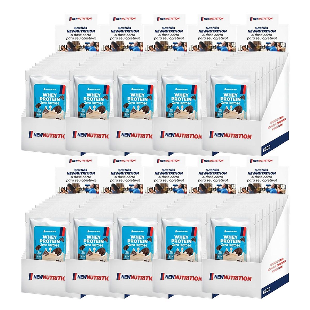 Kit 10X Whey Protein Zero Lactose - 10 Sach�s 33g Cookies And Cream - Newnutrition