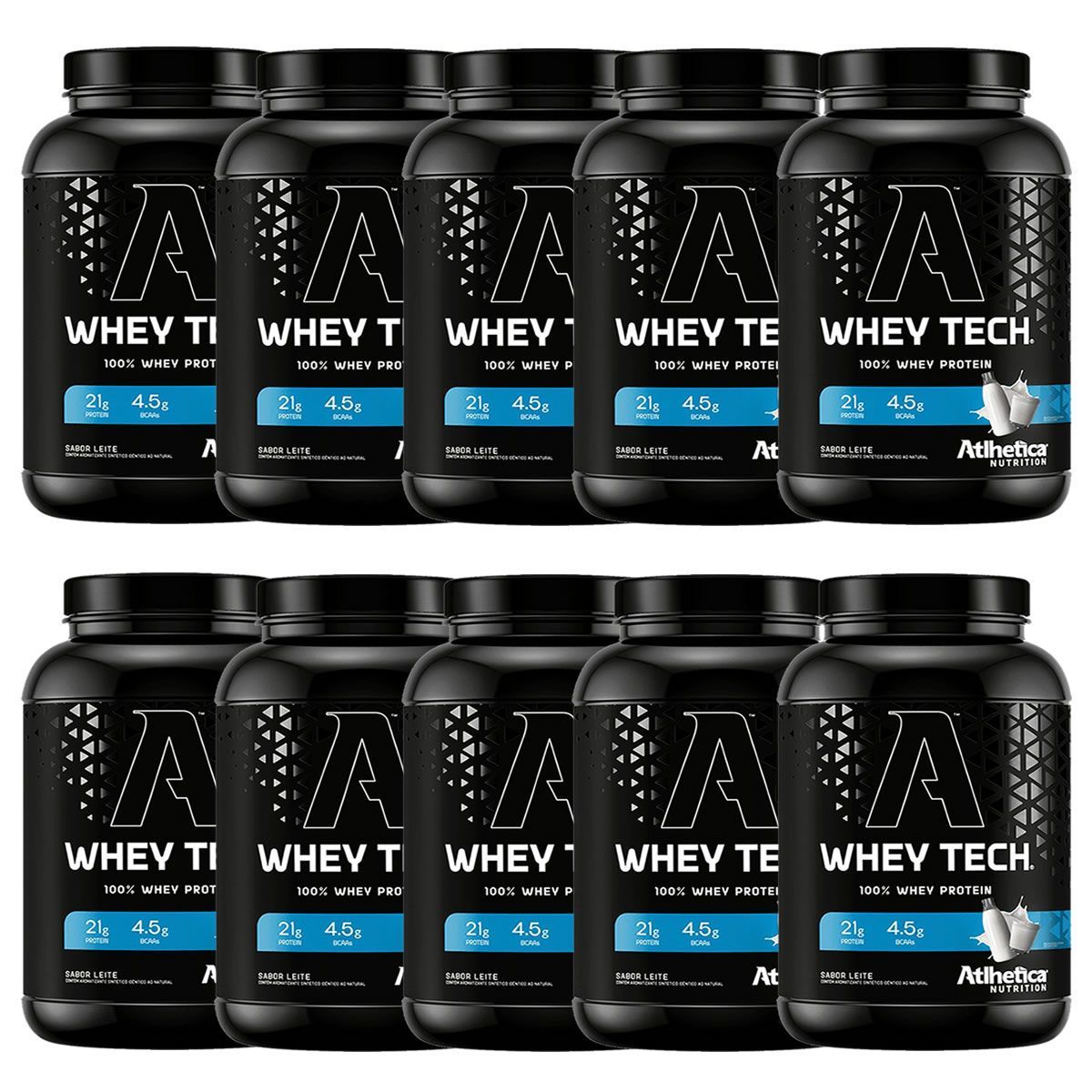 Kit 10X Whey Tech - 900g Leite - Atlhetica Nutrition