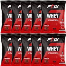Kit 10X Whey Ultra Protein - 900g Refil Chocolate - FTW