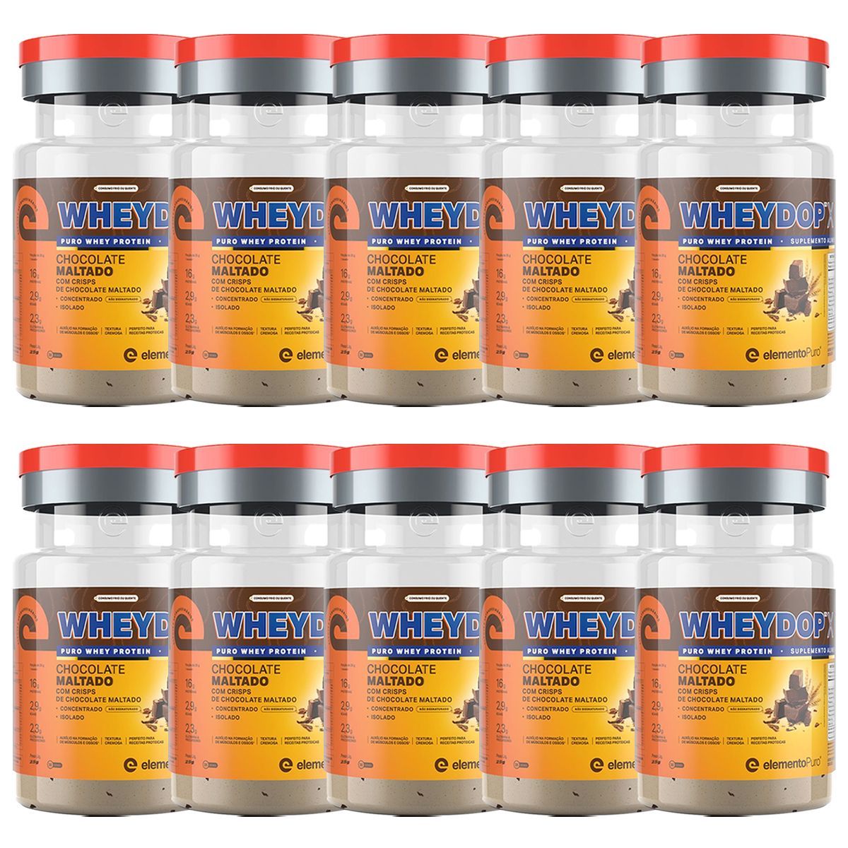 Kit 10X WheyDop - 25g Chocolate Maltado - ElementoPuro