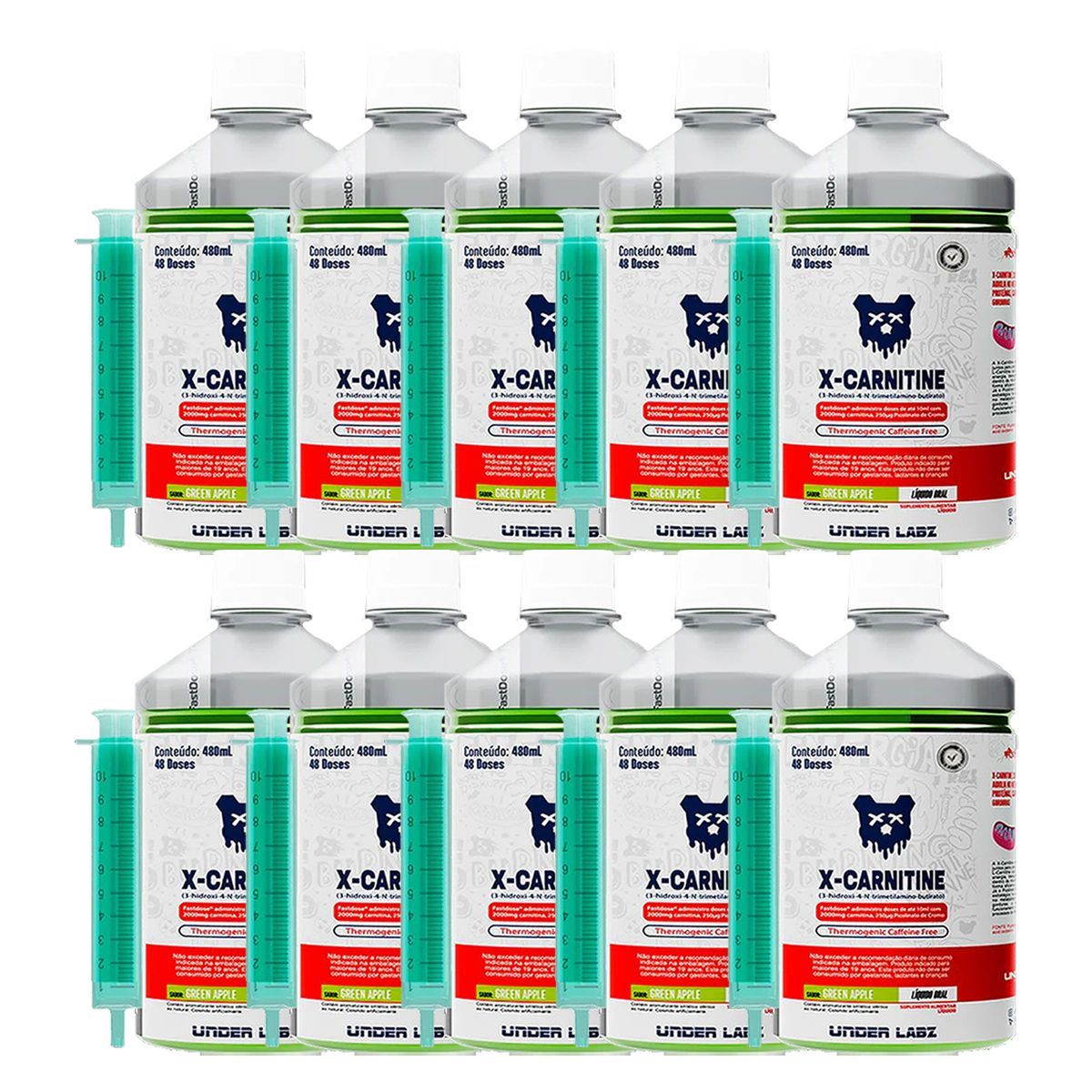 Kit 10X X-carnitine -�480ml Green Apple - Under Labz