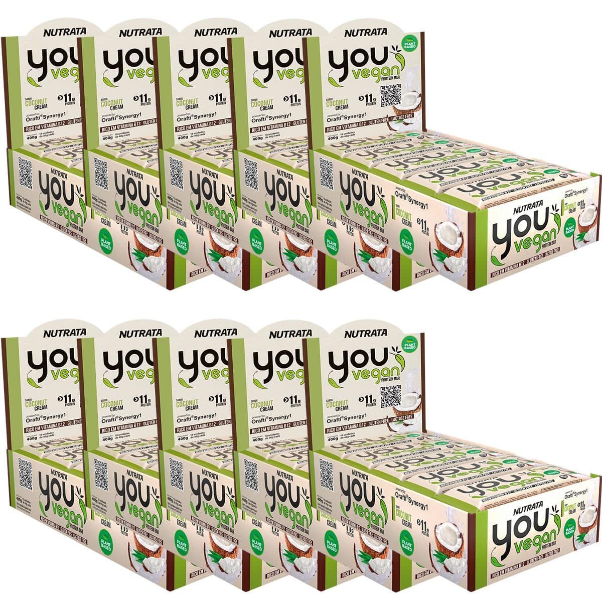 Kit 10X You Vegan Protein Bar - 10 Unidades 40g Coconut Cream - Nutrata