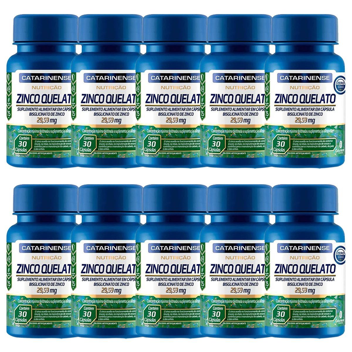 Kit 10X Zinco Quelato - 30 C�psulas - Catarinense Nutri��o
