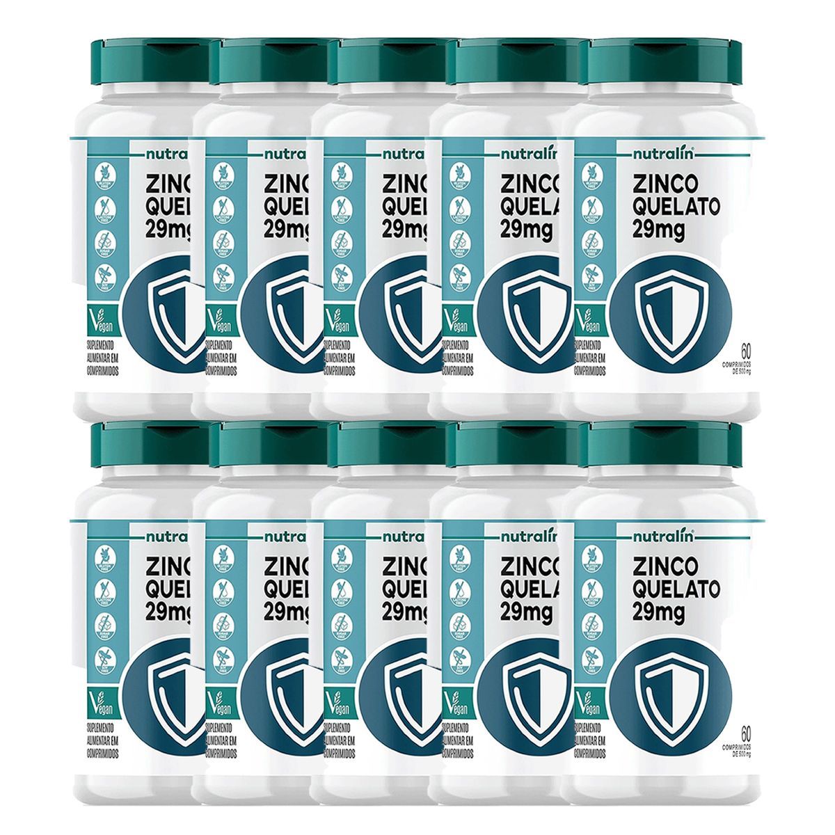 Kit 10X Zinco Quelato - 60 Comprimidos - Nutralin