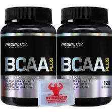 Kit 2 BCAA Plus - 120 C�psulas + Porta C�ps - Probi�tica