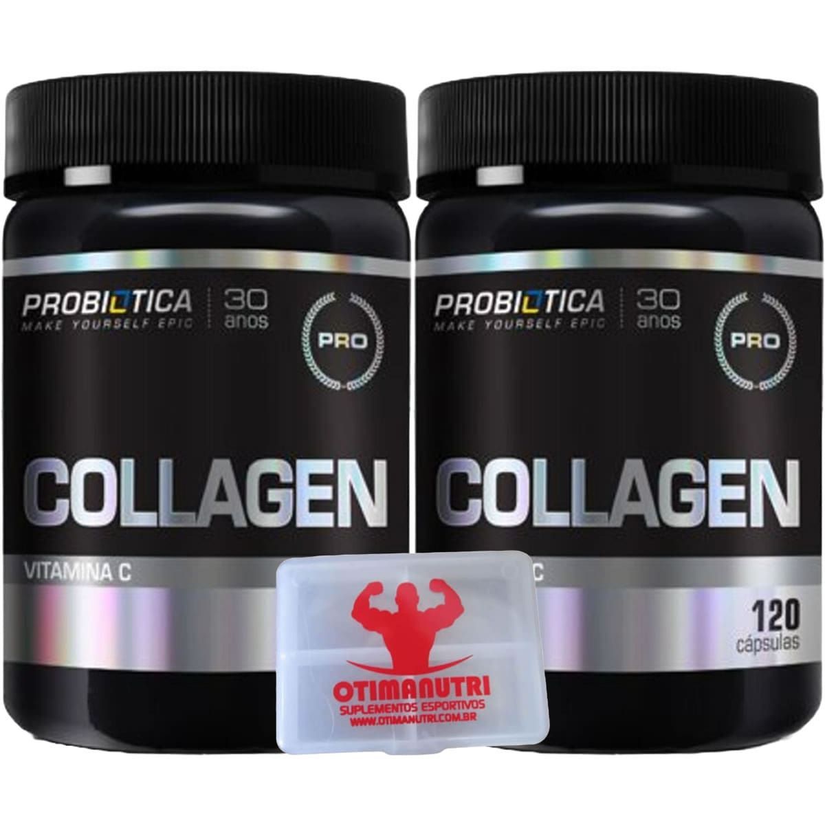 Kit 2 Collagen C - 120 C�psulas + Porta C�ps - Probi�tica