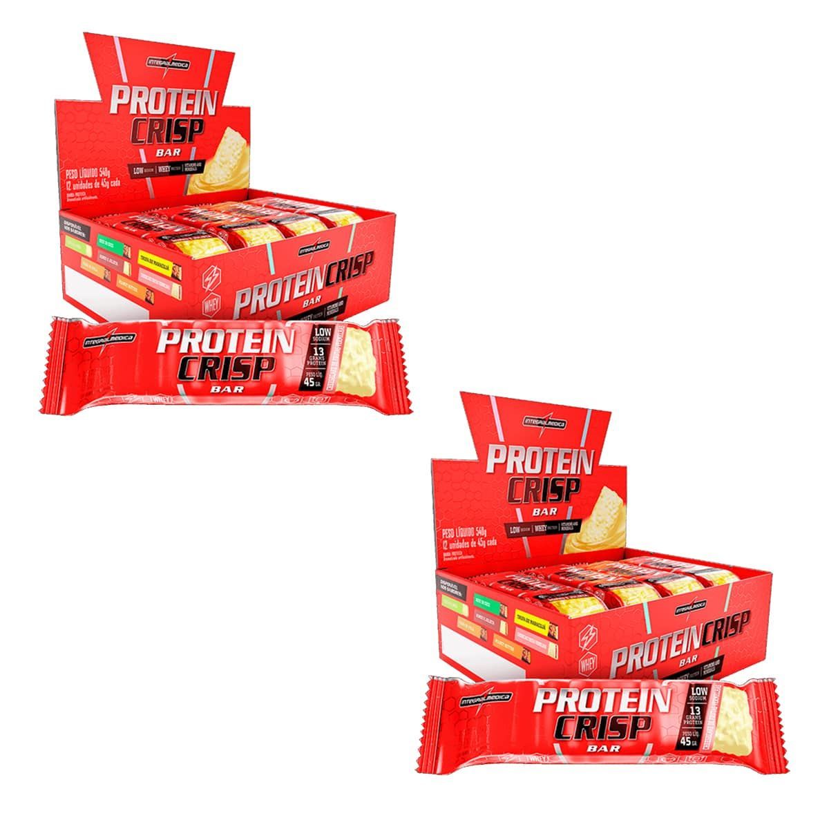 Kit 2 Protein Crisp Bar - 12 Unidades 45g Cheesecake Frutas Vermelhas - IntegralM�dica