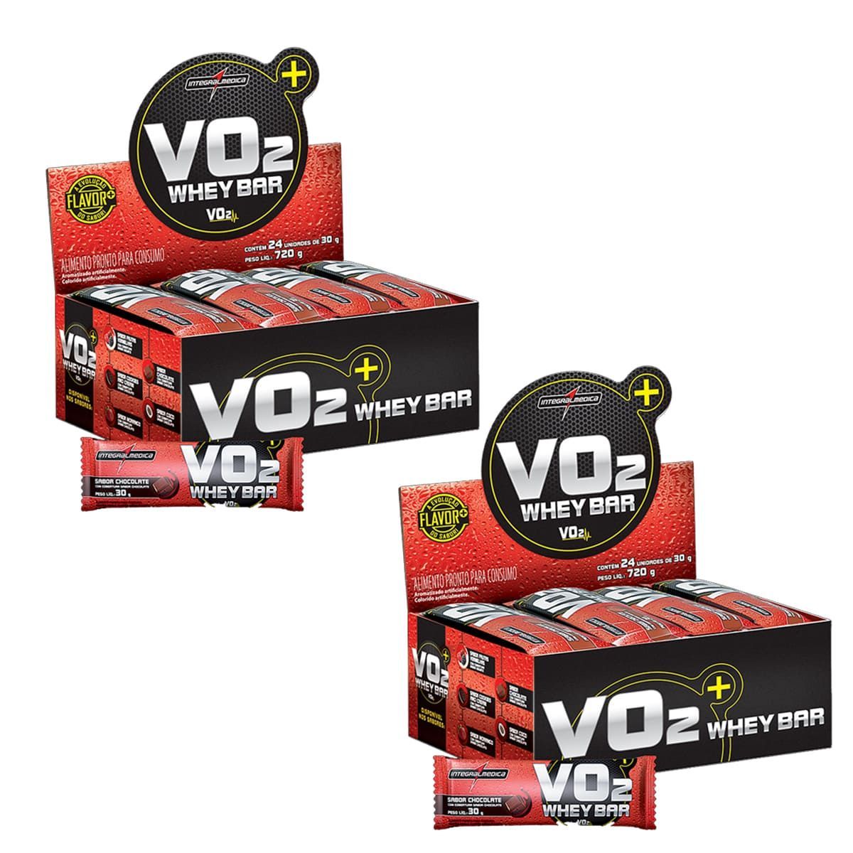 Kit 2 VO2 PROTEIN BAR - 24 Unidades 30g Chocolate - IntegralM�dica