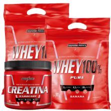 Kit 2 Whey 100% Pure 907g Refil Banana + 1Creatina Hardcore Reload 300g - IntegralM�dica