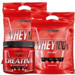 Kit 2 Whey 100% Pure 907g Refil Banana + 1Creatina Hardcore Reload 300g - IntegralM�dica