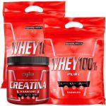 Kit 2 Whey 100% Pure 907g Refil Baunilha + 1Creatina Hardcore Reload 300g - IntegralM�dica