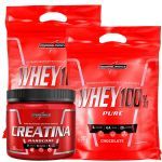 Kit 2 Whey 100% Pure 907g Refil Chocolate + 1 Creatina Hardcore Reload 300g - IntegralM�dica