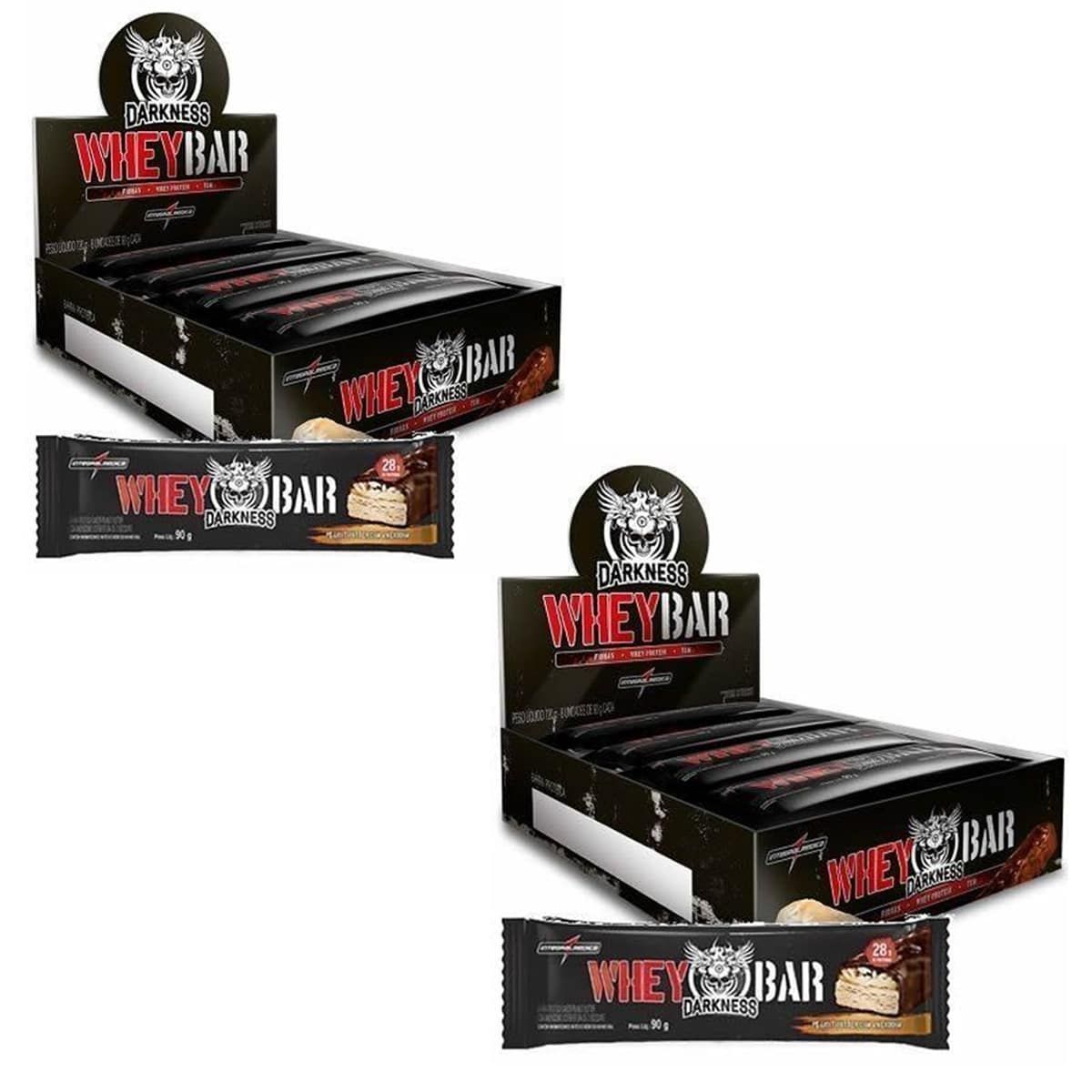 Kit 2 Whey Bar Darkness - 8 Unidades 90g Peanut Butter/Amendoin - IntegralM�dica