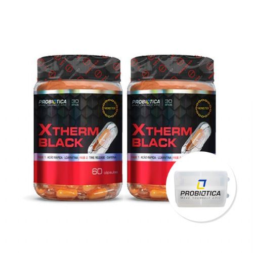Kit 2 XTherm Black - 60 C�psulas+ Porta C�ps - Probi�tica