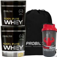 Kit 2X 100% Pure Whey - 825g Baunilha + Mochila + Coqueteleira - Probi�tica