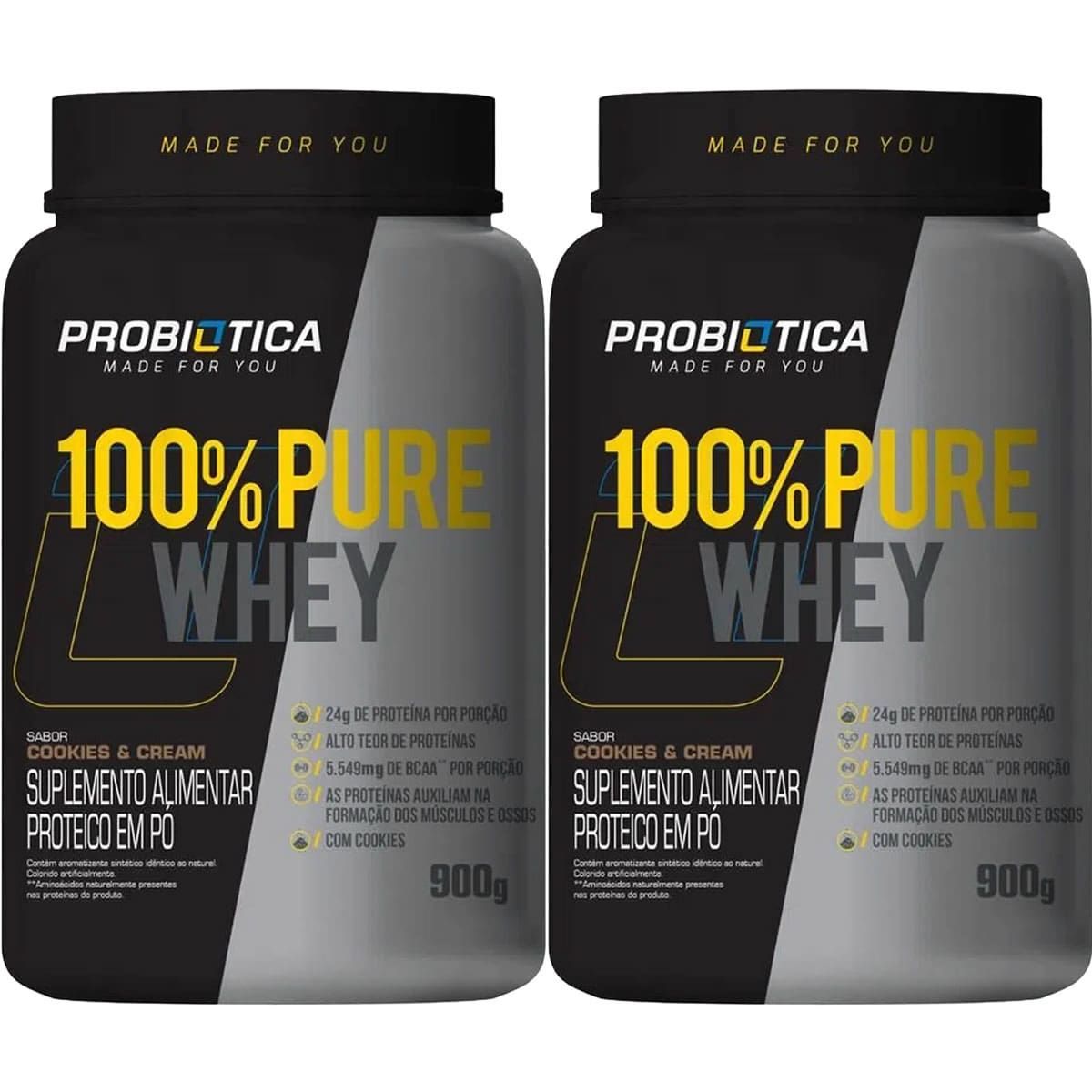 Kit 2X 100% Pure Whey - 900g Cookies And Cream - Probiotica