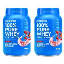 Kit 2X 100% Pure Whey Zero Lactose - Morango 900g - Probi�tica