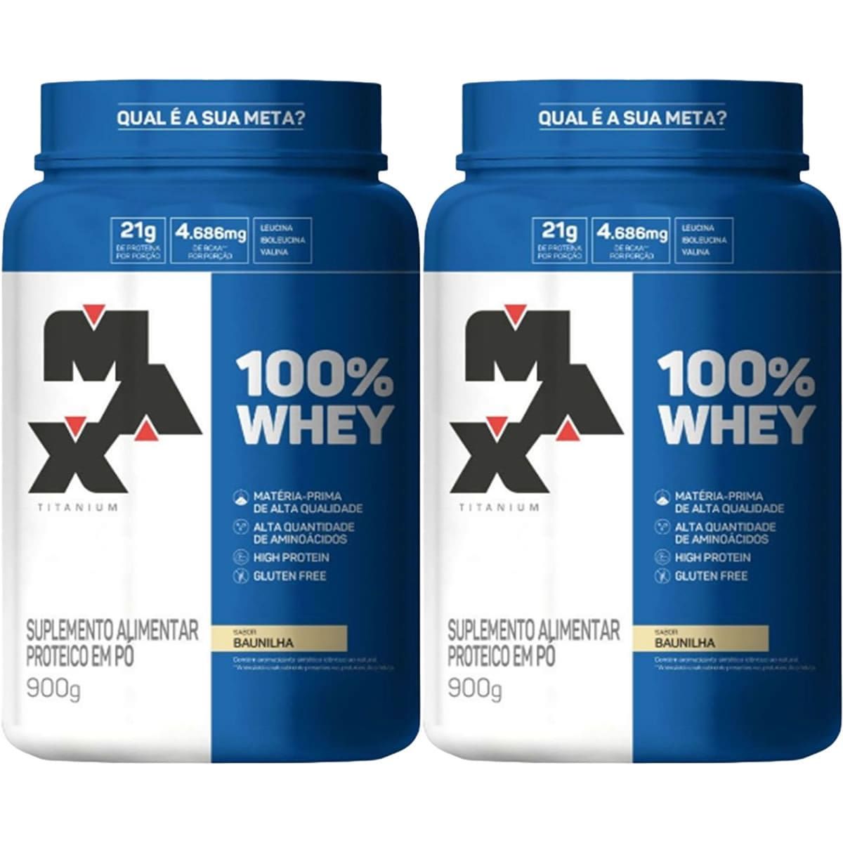 Kit 2X 100% Whey - 900g Baunilha - Max Titanium