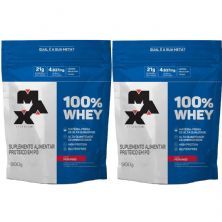 Kit 2X 100% Whey - 900g Refil Morango - Max Titanium