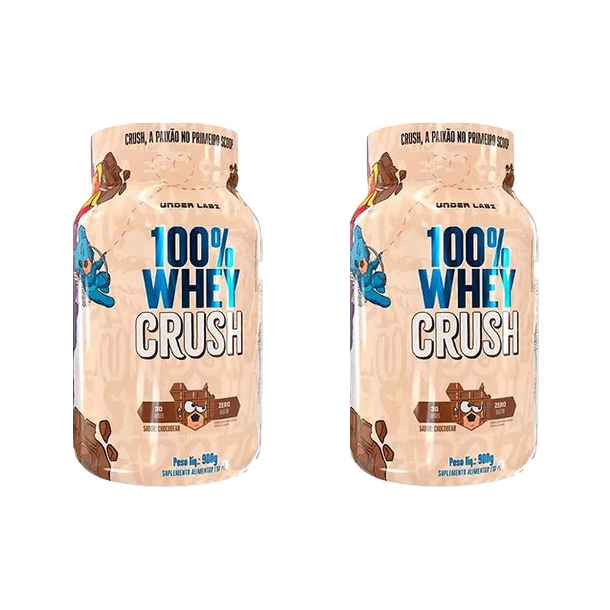 Kit 2X 100% Whey Crush - 900g Chocobear - Under Labz
