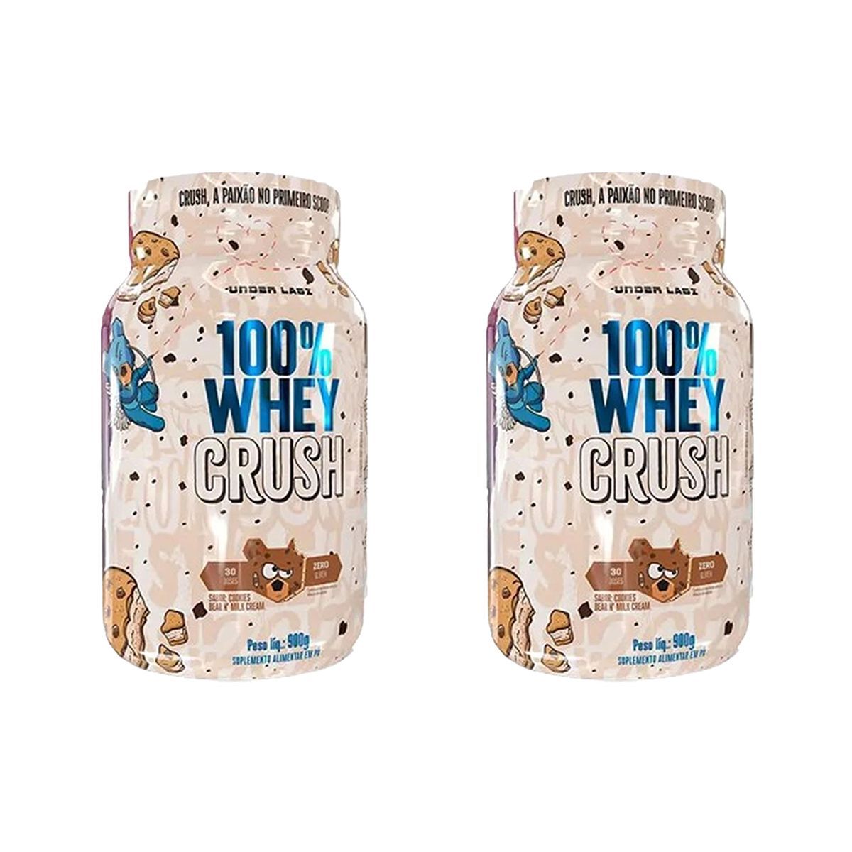 Kit 2X 100% Whey Crush - 900g Cookies Bear & Milk Cream - Under Labz