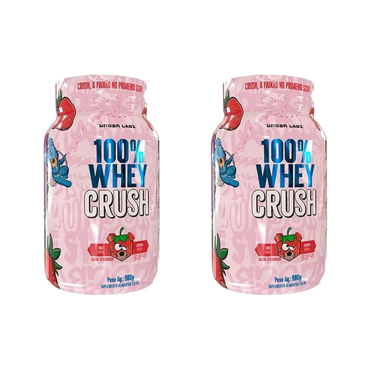 Kit 2X 100% Whey Crush - 900g Strawbear - Under Labz