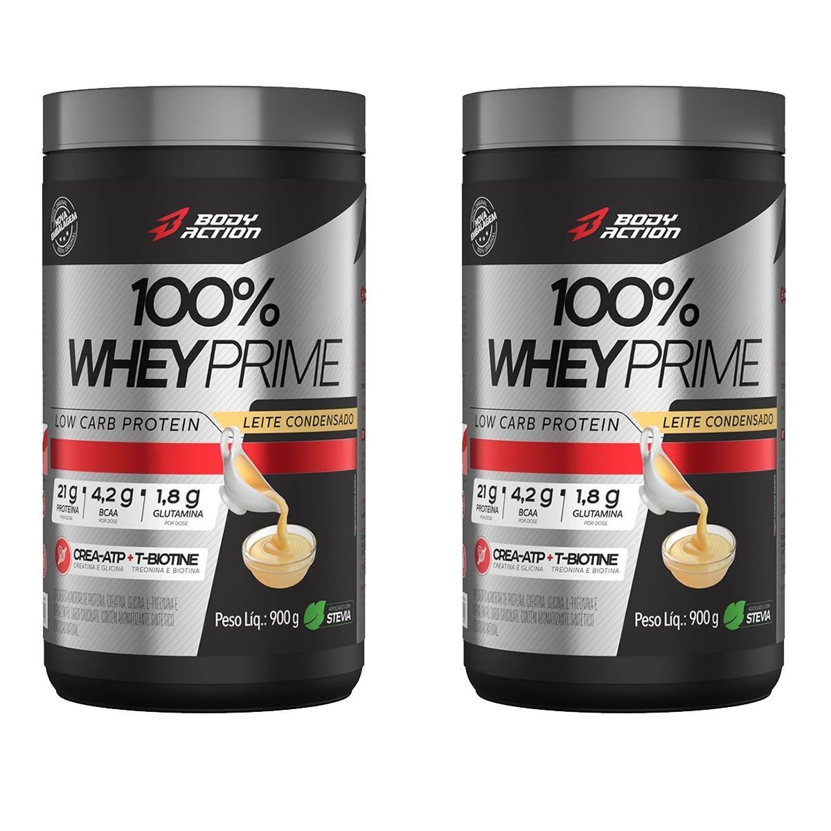 Kit 2X 100% Whey Prime Concentrado - 900g Leite Condensado - BodyAction