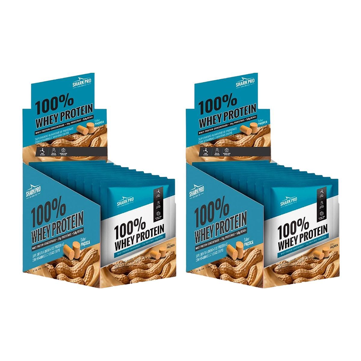 Kit 2X 100% Whey Protein - 10 Sach�s 40g Pa�oca - Shark Pro