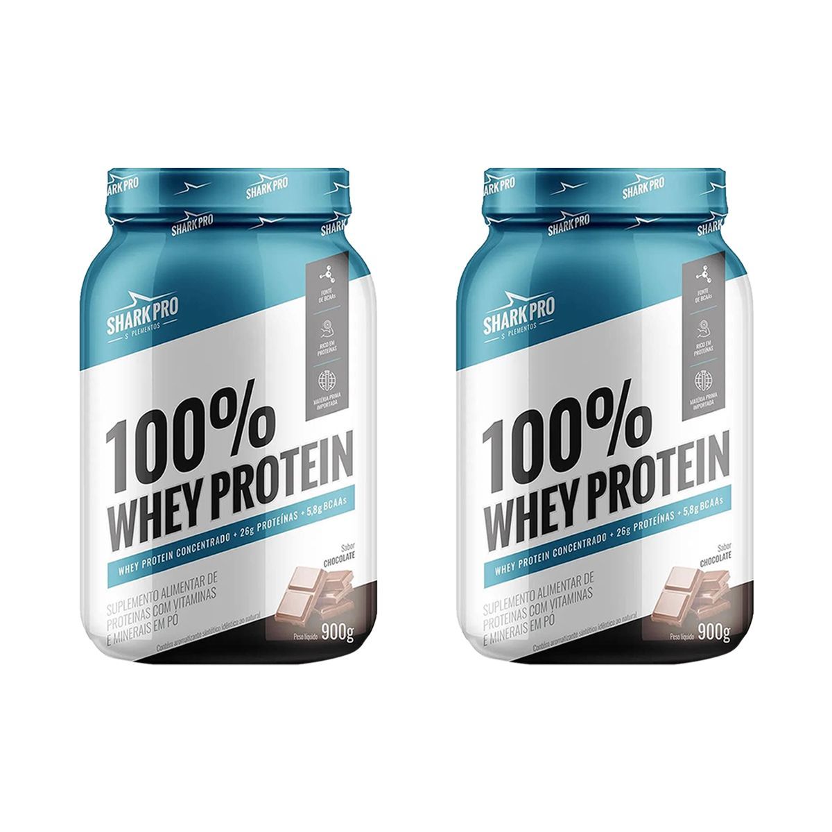 Kit 2X 100% Whey Protein - 900g Chocolate - Shark Pro
