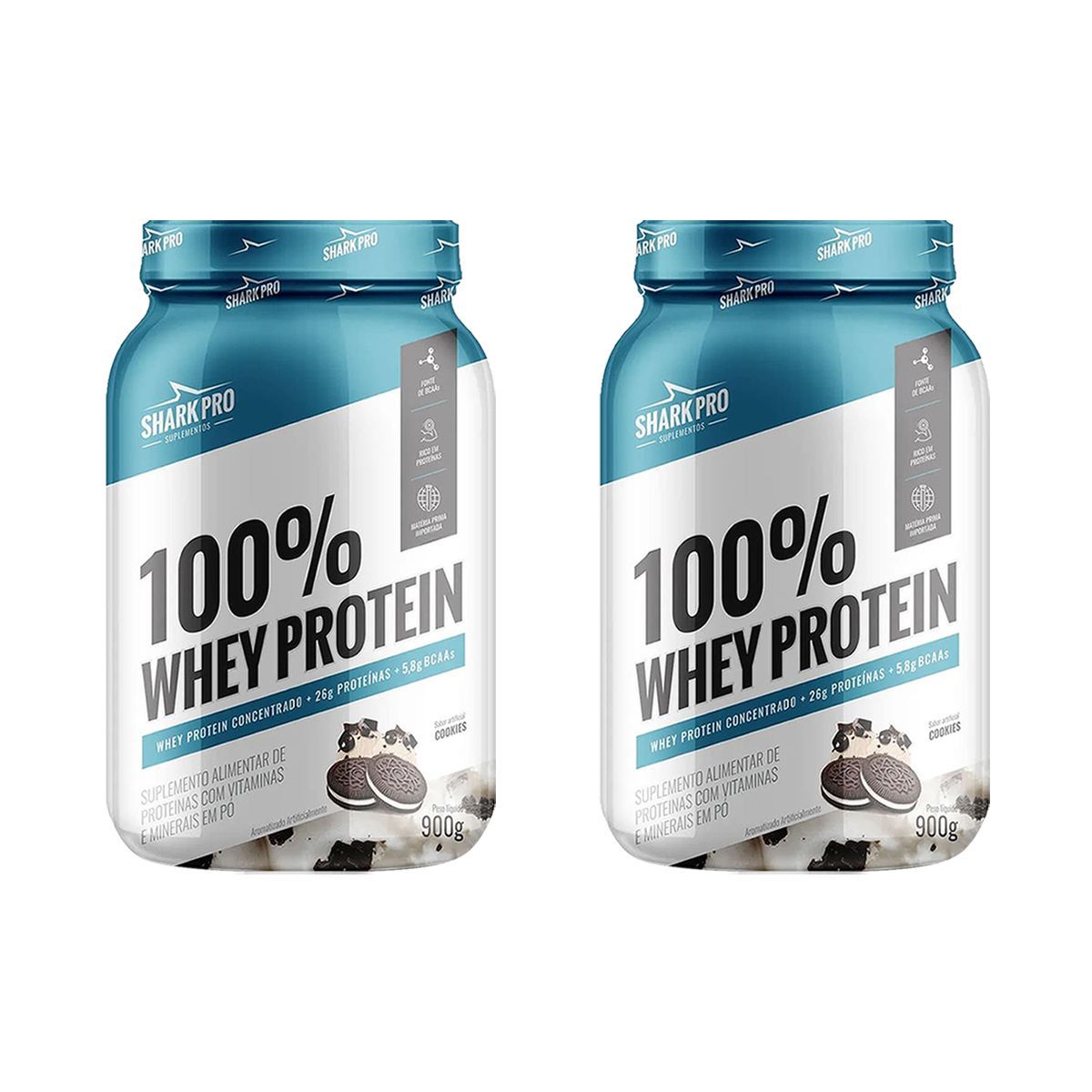 Kit 2X 100% Whey Protein - 900g Cookies - Shark Pro