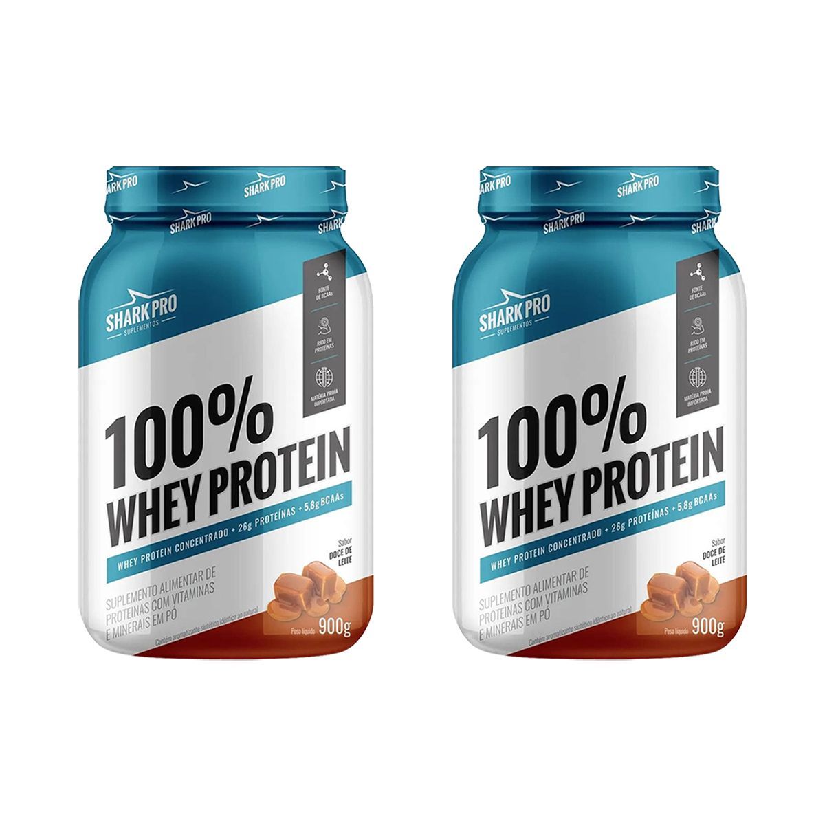 Kit 2X 100% Whey Protein - 900g Doce de Leite - Shark Pro