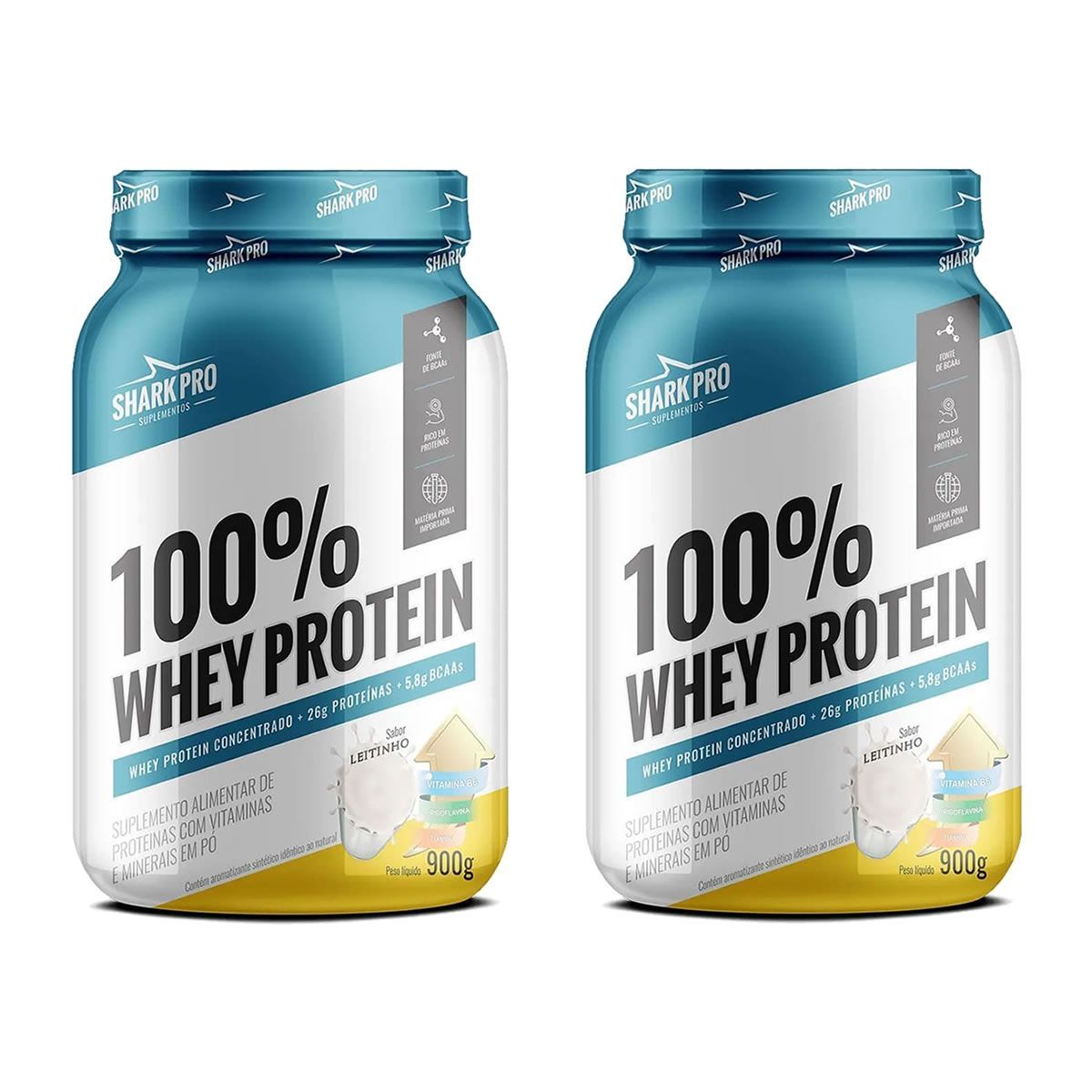 Kit 2X 100% Whey Protein - 900g Leitinho - Shark Pro