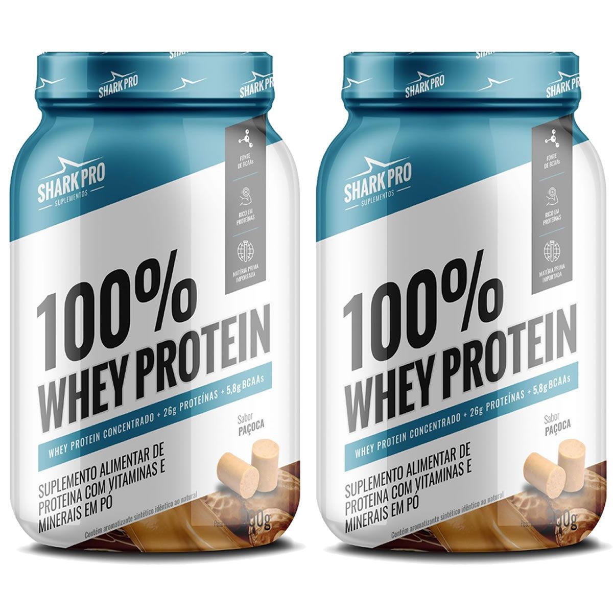 Kit 2X 100% Whey Protein - 900g Pa�oca - Shark Pro