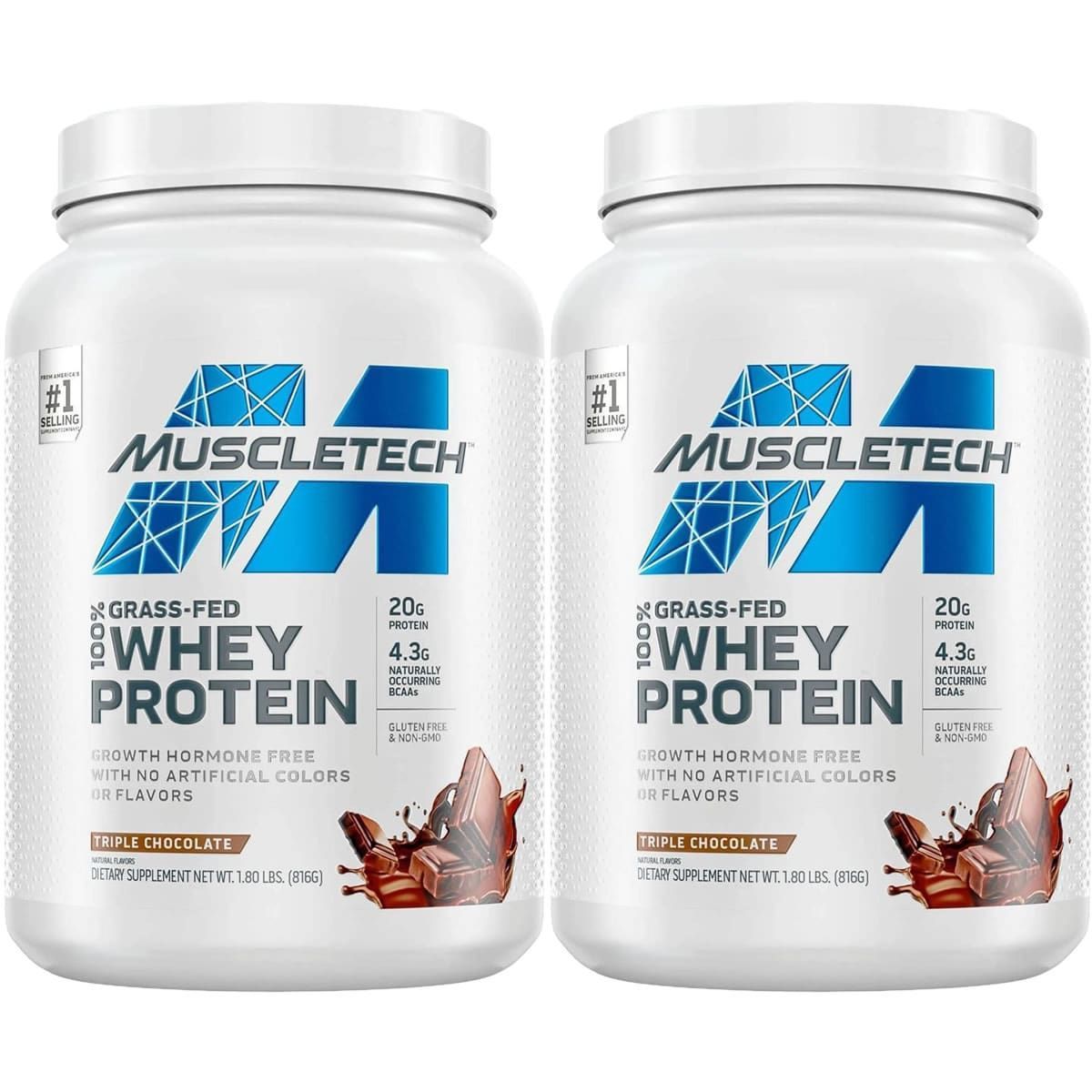 Kit 2X 100% Whey Protein Grass Fed - 816g Triple Chocolate - Muscletech